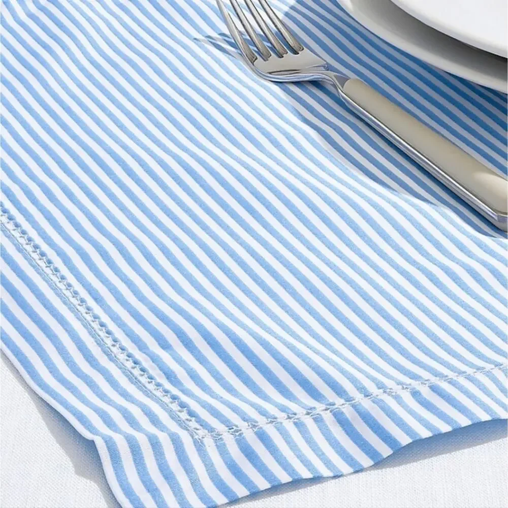 J. Crew Home Blue White Seersucker Striped Placemats Set of 4 Cotton NWT BM990